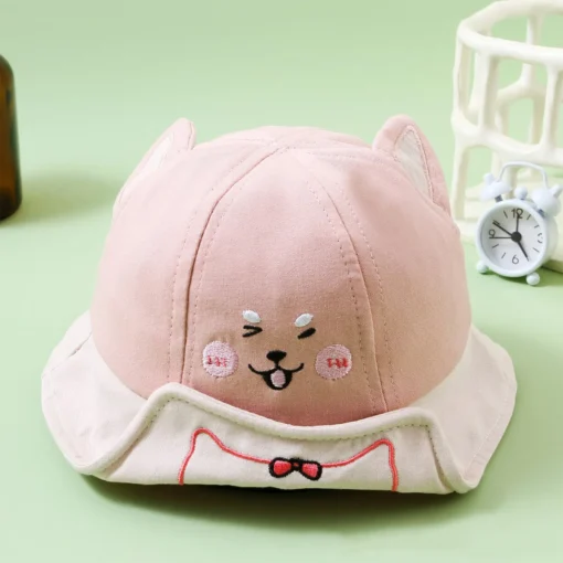 Bucket Hat Bear Cartoon Pink