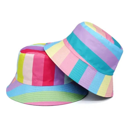 a pair of colorful hats