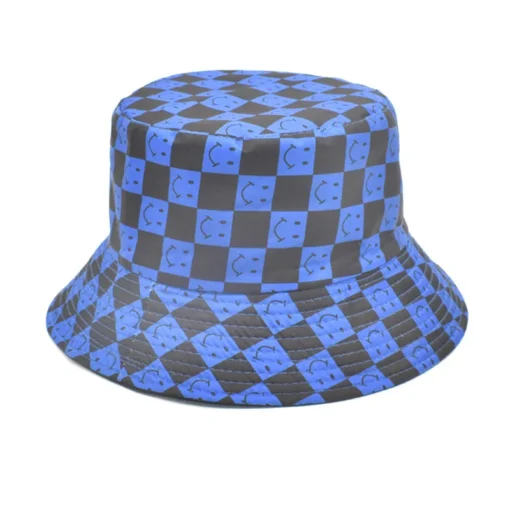 Bucket Hat Smiley Face Blue