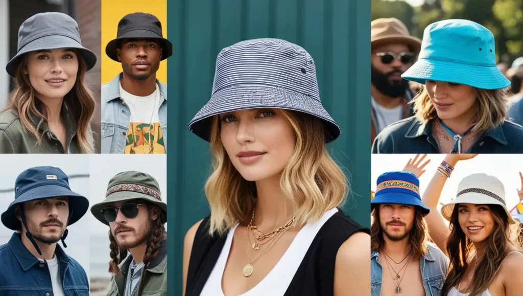 An image featuring a collage of people wearing different types of bucket hats in various styles Articles Your Bucket Hat